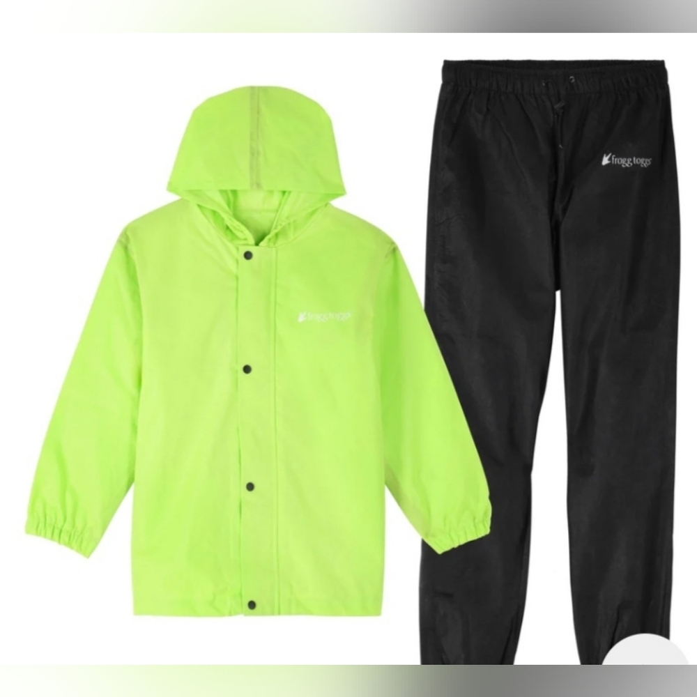 Frogg Toggs Kids Rain Suits (2) - Neon Green, blue and Black